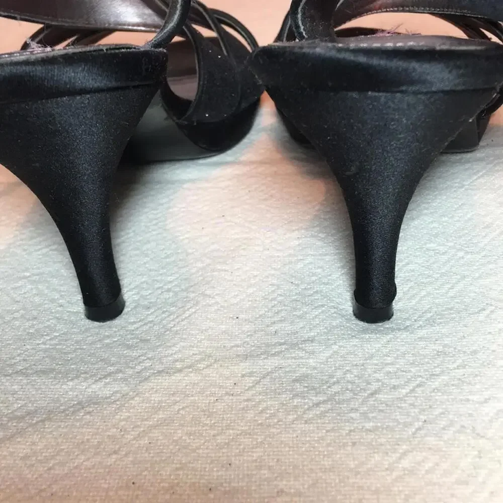 Nina New York black glitter strappy heels sz 7.5 shoes